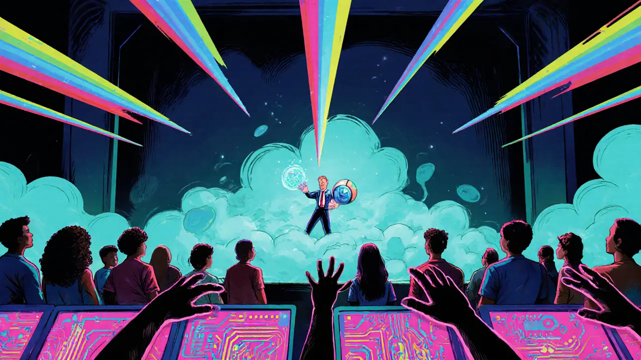 Comic‑book style Wonderlab show with lasers, fog and excited audience.