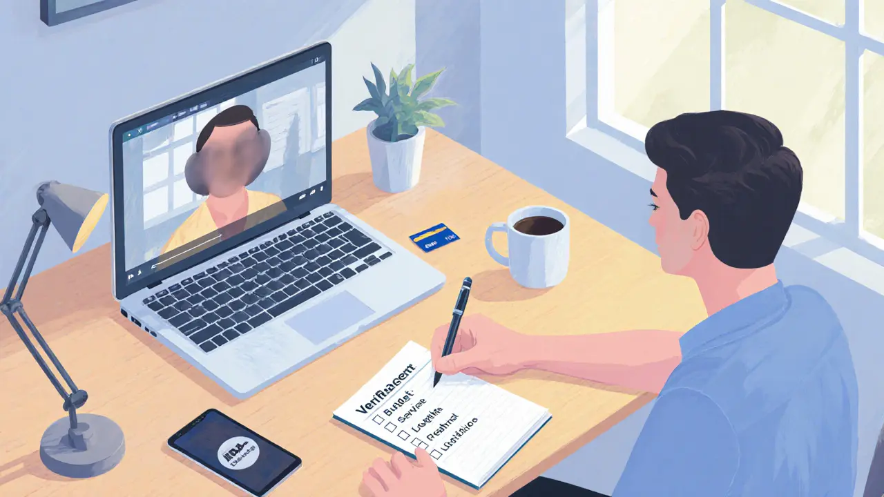 Man plans a booking at a desk with laptop, notebook, and phone.